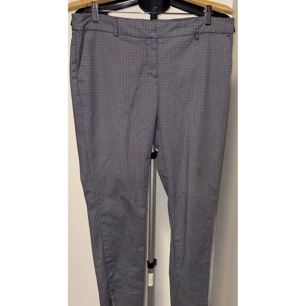 Dalia Women's Size 12 Navy White Geometric Ankle Pants Stretch Career Casual